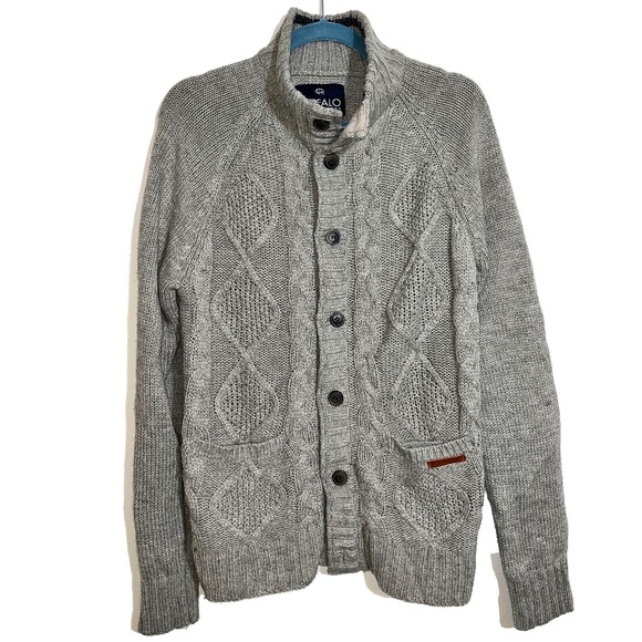 Buffalo David Bitton Gray Cardigan Sweater, Size L - Picture 1 of 3
